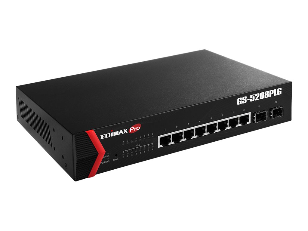 Edimax Pro GS-5208PLG V2 Managed Switch 8 Ports Gigabit PoE+ Schwarz