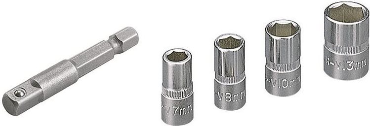 Wolfcraft 2413000 Außen-Sechskant Steckschlüsseleinsatz-Set 5teilig 1/4 (6.3 mm)