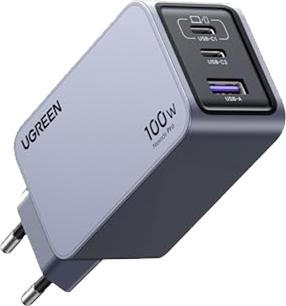 Ugreen 100W GaN Tech Nexode Pro Fast Wall Charger, 1x USB-A & 2x USB-C Space Grey (15203)
