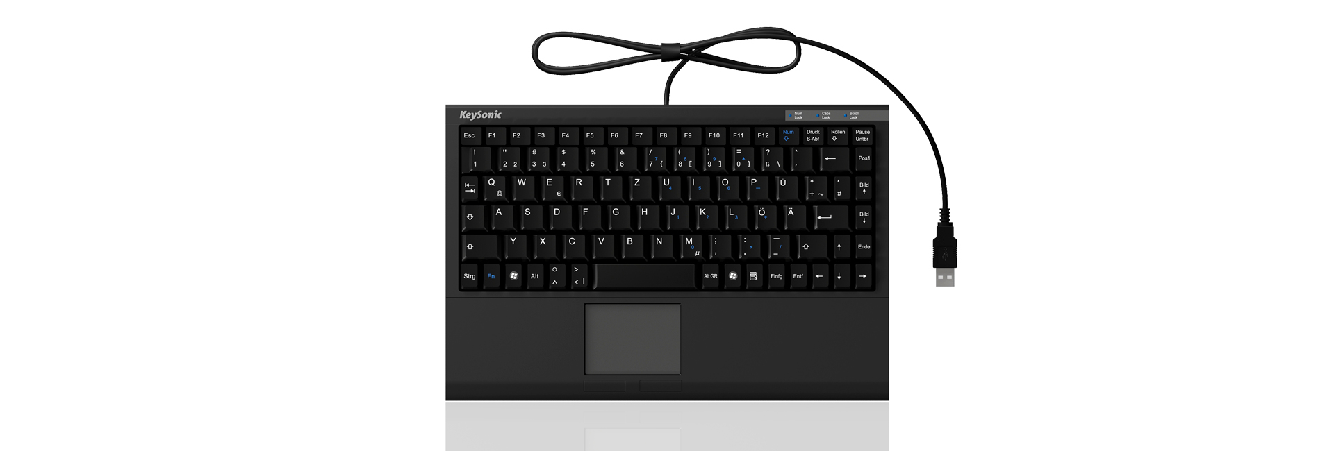 KeySonic ACK-540 U+ Mini Tastatur USB QWERTZ Schwarz
