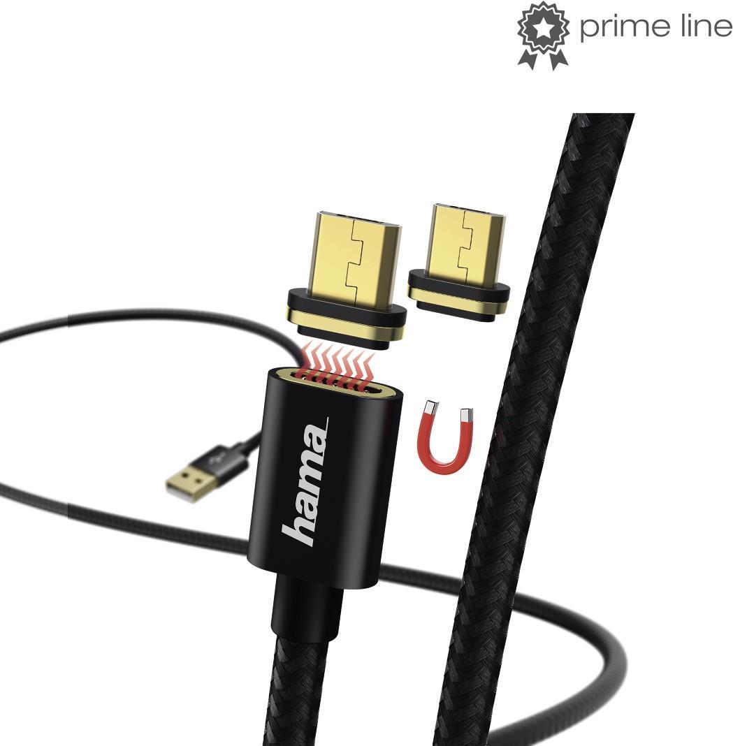 Hama Magnetic 1m USB A Micro-USB B Männlich Männlich Schwarz USB 
