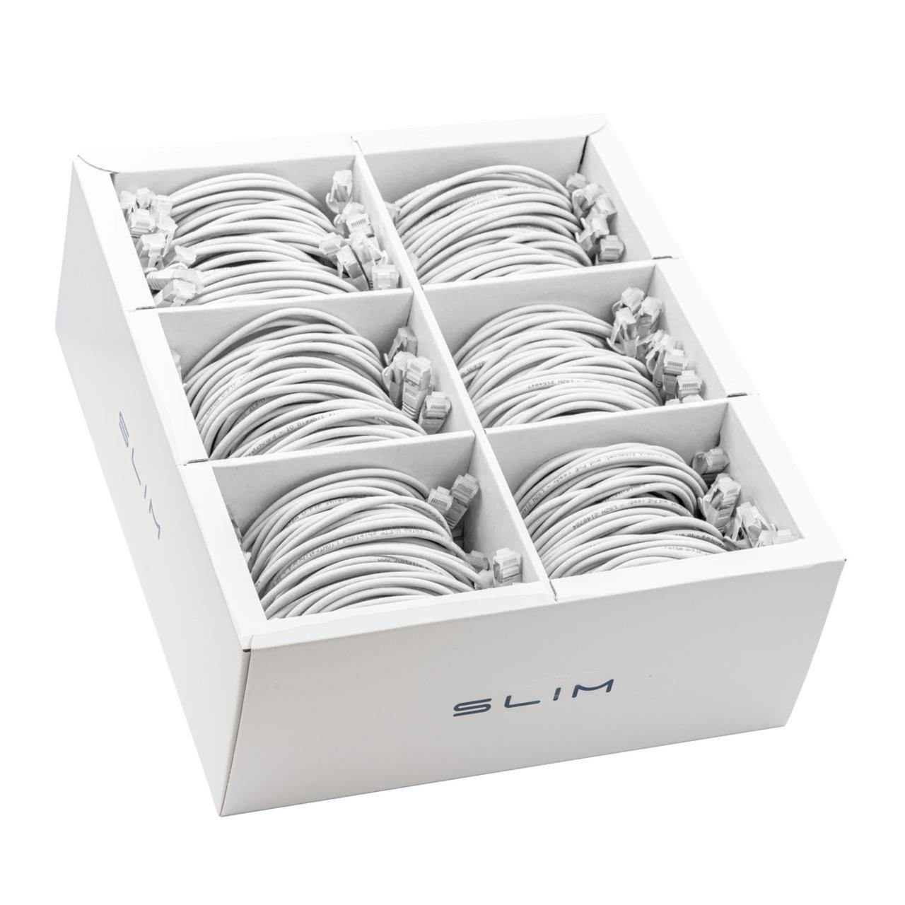 Wirewin SLIM Cat6a U/FTP Patchkabel, 10 Gigabit, 2 m, 60-Pack, Weiß
