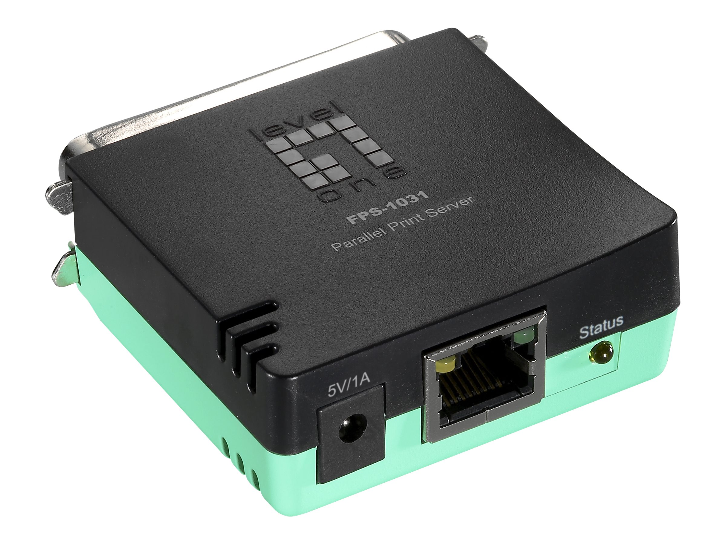 LevelOne FPS-1031 Druckserver Parallel 10/100 Ethernet Schwarz, Grün