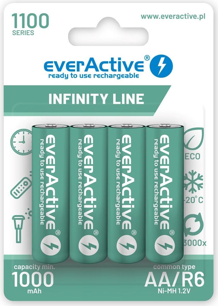 Wiederaufladbare Batterien everActive Ni-MH R6 AA 1100 mAh Infinity Line - 4 Stück (EVHRL6-1100)