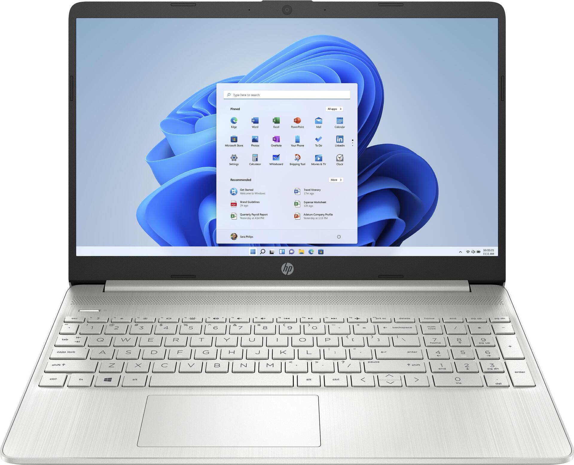 HP Laptop 15s-fq3412ng - Intel Celeron N4500 / 1.1 GHz - Win 11 Home in S mode - UHD Graphics - 4 GB RAM - 128 GB SSD NVMe, TLC - 39.6 cm (15.6) SVA 1920 x 1080 (Full HD) - Wi-Fi 5 - Natural Silver - kbd: Deutsch