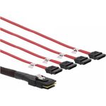 InLine® SAS Anschlusskabel, Mini SAS SFF8087 an 4x SATA, Crossover, OCF, 0,5m (27610C)