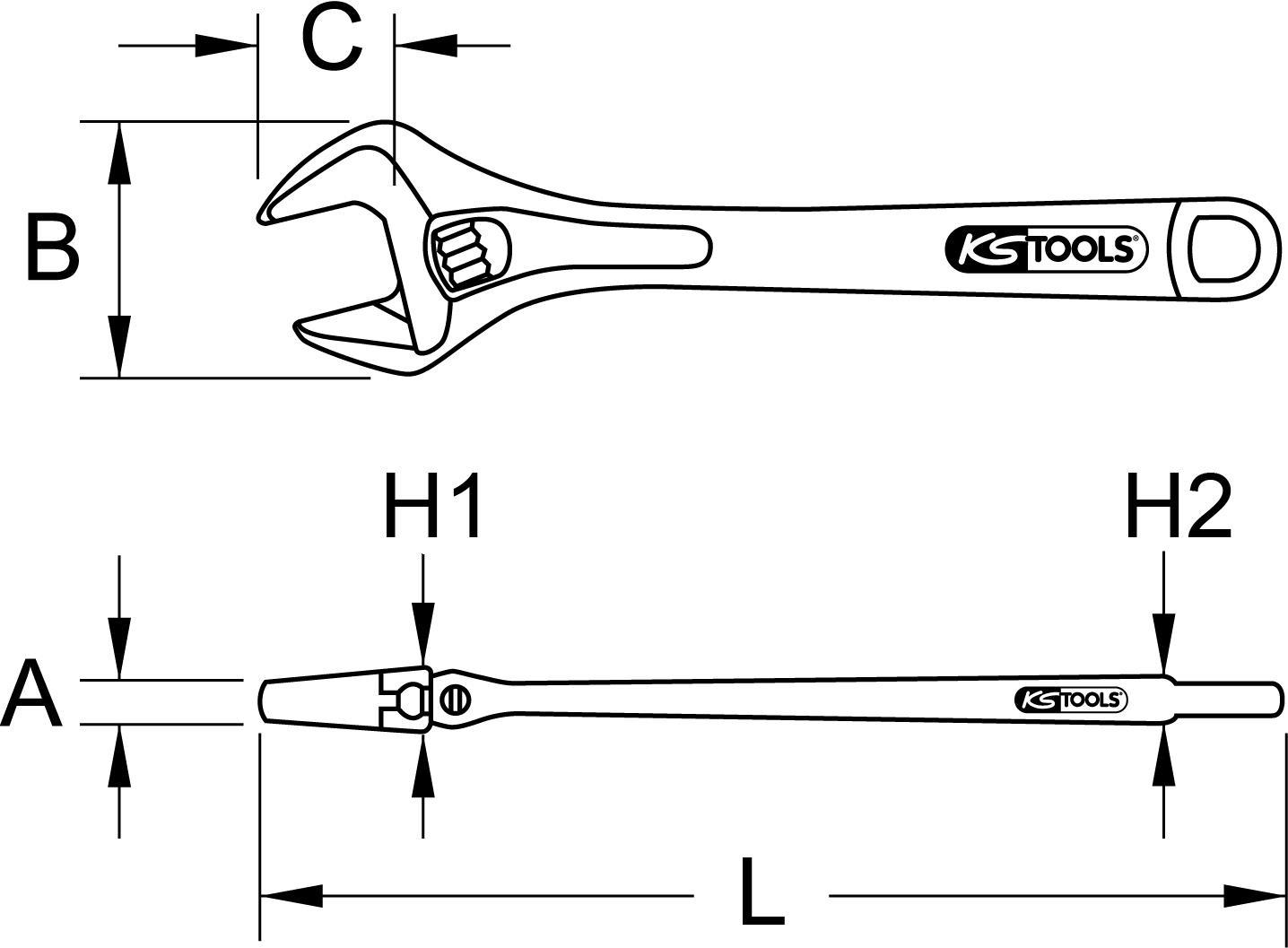 KS TOOLS EDELSTAHL Rollgabelschlüssel, verstellbar, 24 (964.1307)
