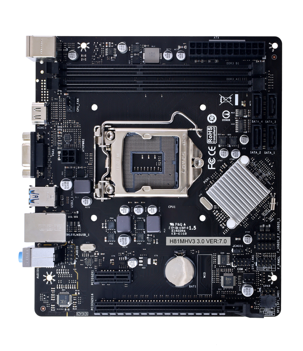 Biostar H81MHV3 3.0 Mainboard Micro ATX, LGA1150, Intel H81, DDR3, USB 3.2 Gen 1, Schwarz