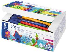 STAEDTLER Fasermaler Noris Club, 100er Schulbox Minenstärke: 1,0 mm, rund, Tinte mit Lebensmittelfarbe, - 1 Stück (326 C100)