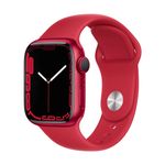 Apple Watch Series 7 (GPS) - (PRODUCT) RED - 41 mm - Red Aluminium - intelligente Uhr mit Sportband - Flouroelastomer - rot - Bandgröße: regelmäßig - 32GB - Wi-Fi, Bluetooth - 32 g (MKN23FD/A)