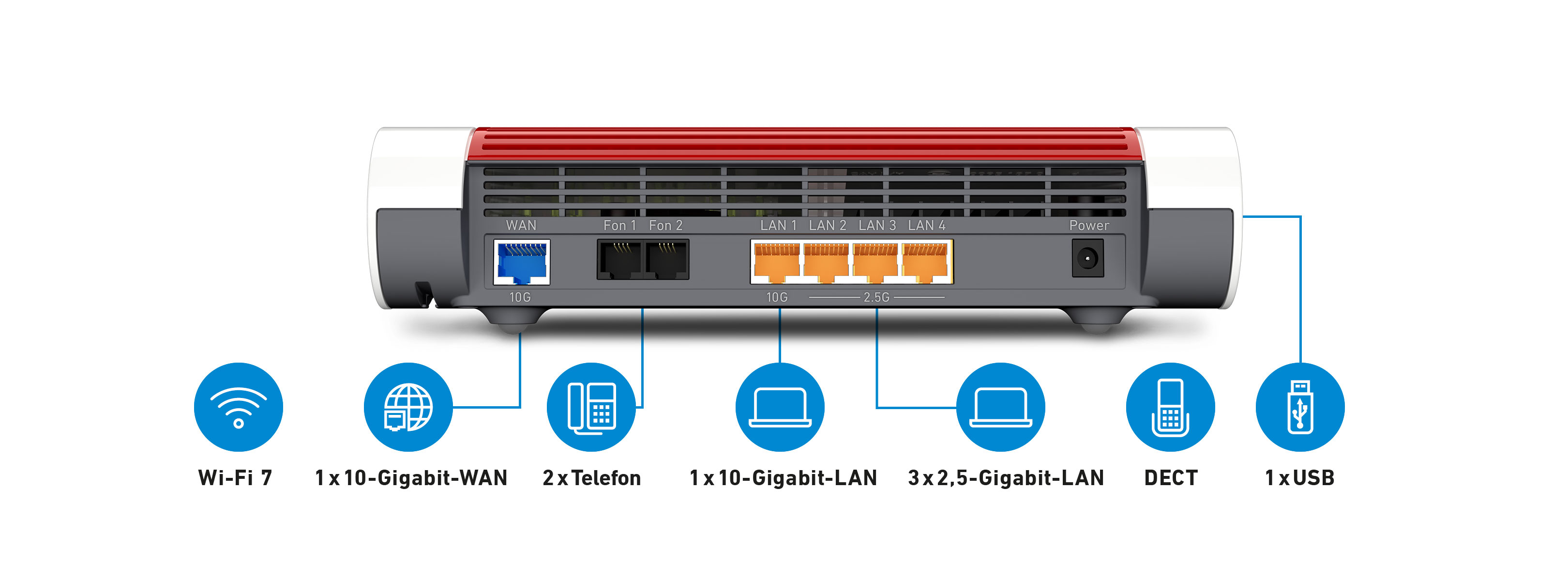 AVM FRITZ!Box 4690 Wi-Fi 7 WLAN-Router 5,76 Gbps Rot, Weiß