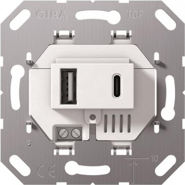 Gira USB-Spannungsversorgung 2f TypA/C Einsatz ws 234900 (234900)