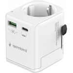 Gembird TPA-EU1A1C20-01-W Geerdeter Universal-Reiseadapter, 20 W, weiß (TPA-EU1A1C20-01-W)