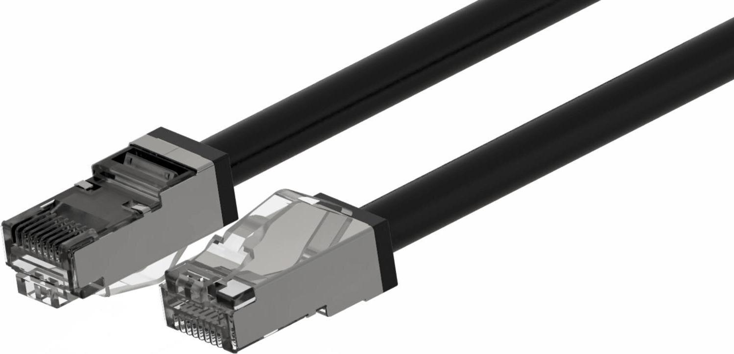 Wirewin Outdoor Patchkabel KAT6A, Anti-UV PUR Mantel, S/FTP, schwarz RJ45 Patchkabel (PKW-OUT-SF-K6A-PUR 2.0)