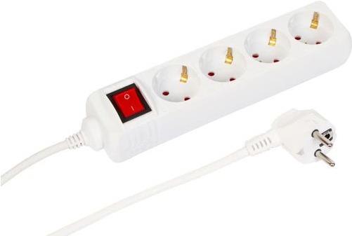 MicroConnect 4-way Schuko Power Strip on/off switch 5M White (MC-GRU0045WS)