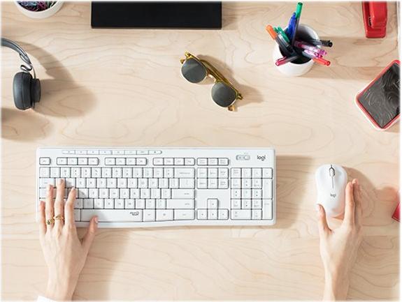 Logitech MK295 Silent Kabelloses Tastatur-und-Maus-Set AZERTY Französisch Off White