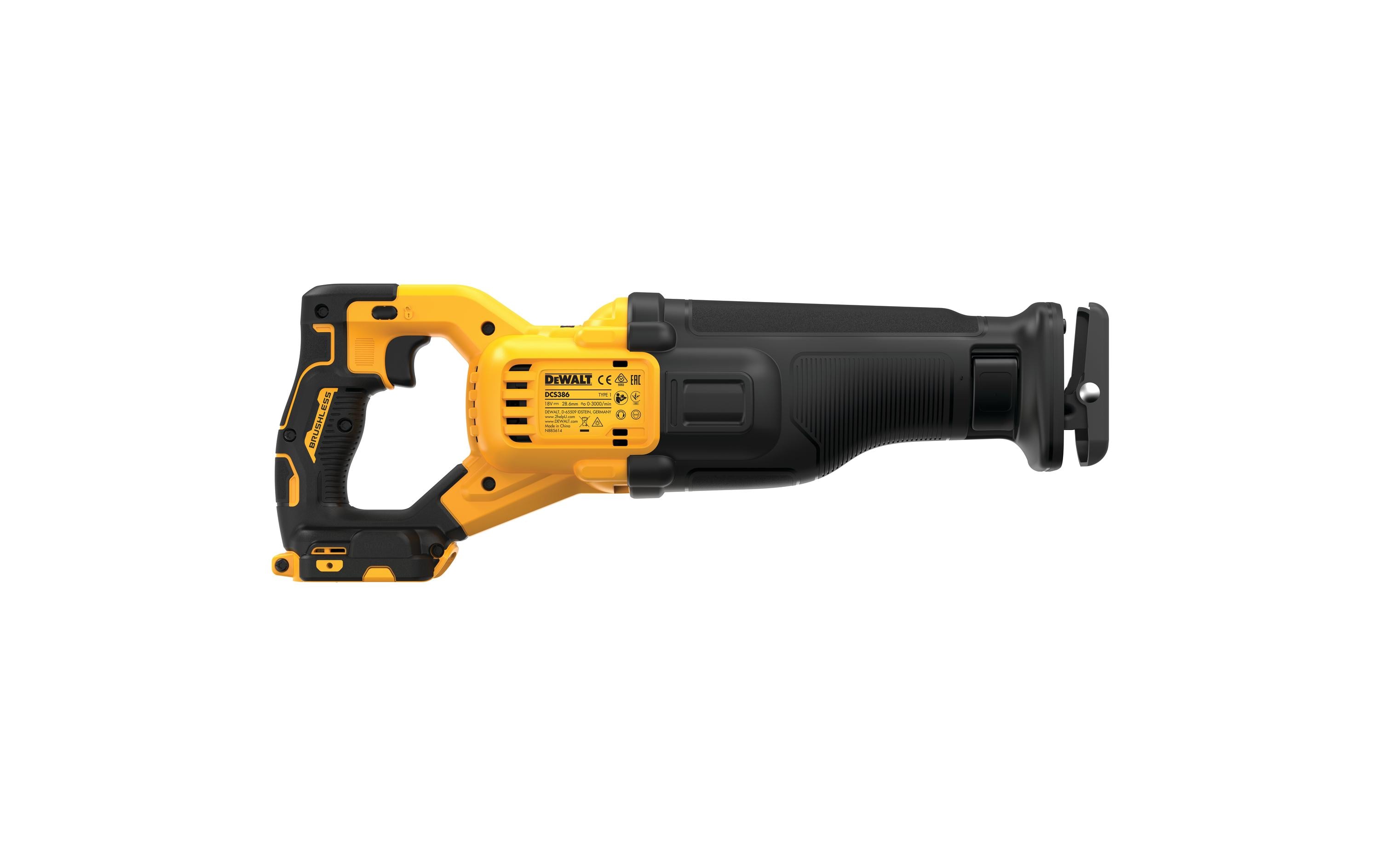 DeWalt DCS386NT 18 V Bürstenlose Akku-Säbelsäge Schwarz, Gelb