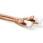 ACT Brown 15 meter U/UTP CAT6A patch cable snagless with RJ45 connectors. Cat6a u/utp snagless bn 15.00m (IB2215)