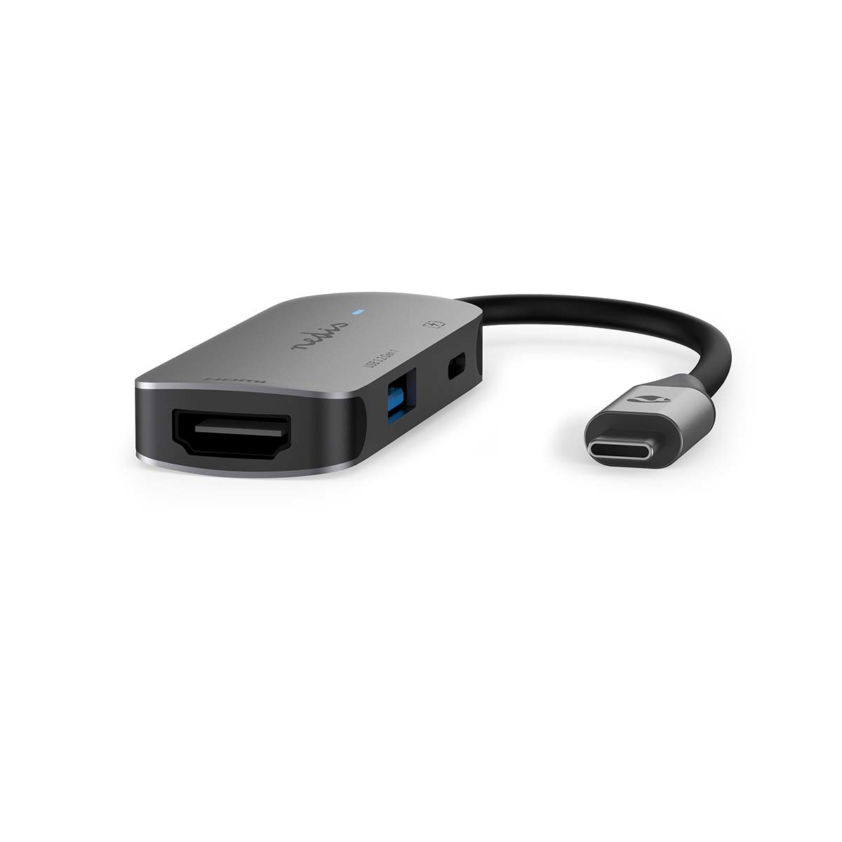 Nedis CCGB64230GY01 USB Multi-Port-Adapter USB-C HDMI USB-A USB-C 4K@30Hz Grau