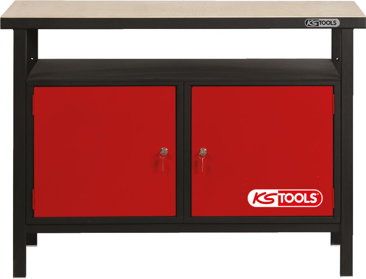 KS TOOLS Profi-Werkbank mit 2 Türen, H840xB1200xT600mm (865.0002)