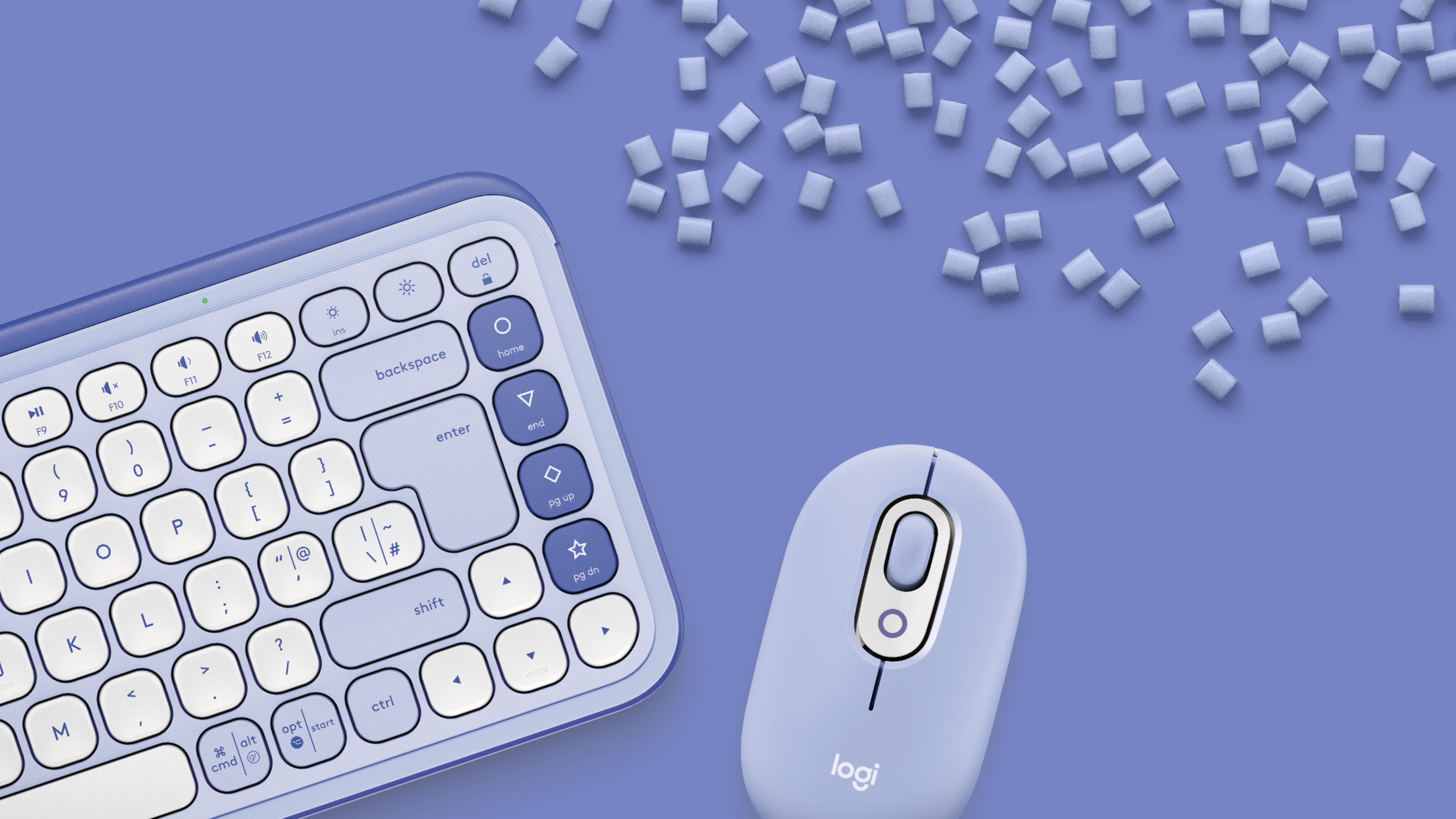 Logitech POP Icon Combo Kabelloses Tastatur-und-Maus-Set Bluetooth LE QWERTY US International Fliederfarben, Off-White
