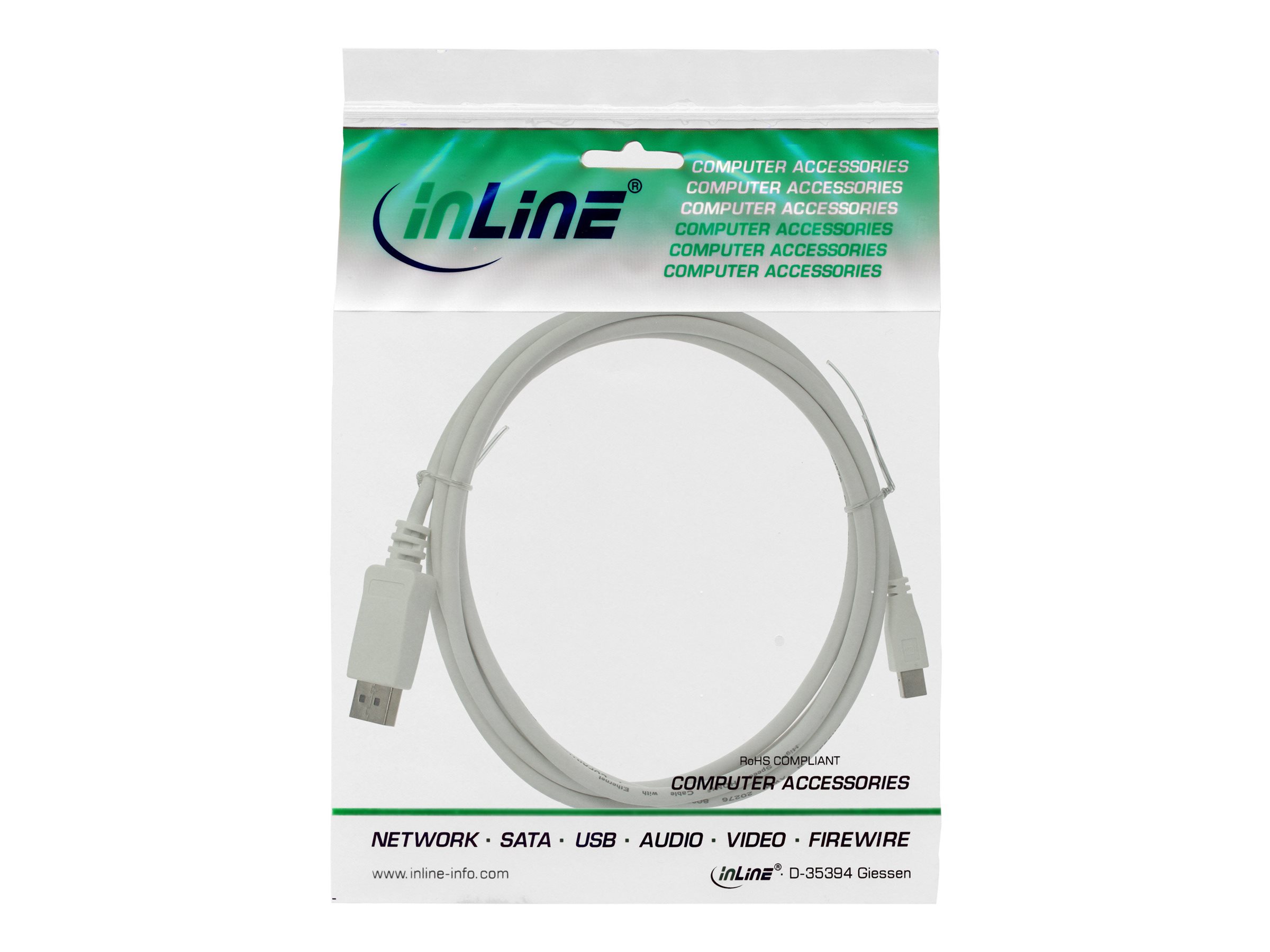 InLine Mini DisplayPort zu DisplayPort Kabel DisplayPort 1.2 1 m Weiß