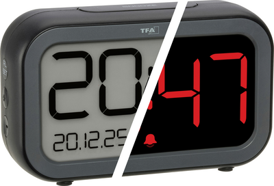 TFA Dostmann 60.2048.01 Quarz Wecker Schwarz,Anthracite Black Alarmzeiten 1  negatives Display<br><br>Digitaler Wecker LCD-LED Bingo Hybrid 60.2048.01<br><br>Wahlweise LCD oder LED-Anzeige<br>Automatisch umschaltbar ?ber Lichtsensor<br>Akkubetrieben<br>We (60.2048.01)