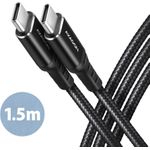 AXAGON BUCM-CM10AB USB-C zu USB-C 2.0 Kabel, 1,5m, PD 60W, 3A, geflochten - schwarz (BUCM-CM15AB)