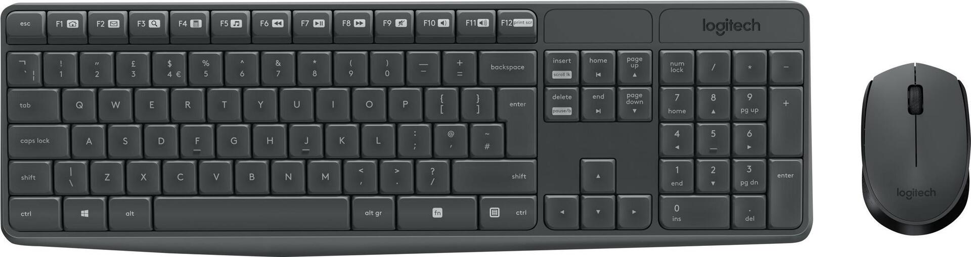 Logitech MK235 Kabelloses Tastatur-Maus-Set QWERTZ Ungarisch Grau