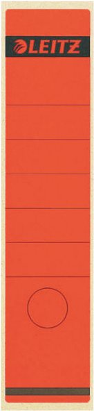 LEITZ Ordnerrücken-Etikett, 61 x 285 mm, lang, breit, rot passend für LEITZ Standard- und Hartpappe-Ordner 1070 (1640-00-25)