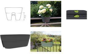 EDA Geländertopf "OSAKA", (B)560 x (T)300 mm, anthrazit Höhe: 206 mm, Blumenkasten mit Fixierschrauben am Boden, - 1 Stück (013586 G.ANT SX)