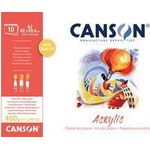 CANSON Zeichenpapierblock "Acrylic", 420 x 594 mm, 400 g/qm 10 Blatt, Leinwandkörnung, an der langen Seite geleimt, - 1 Stück (C31067P007)