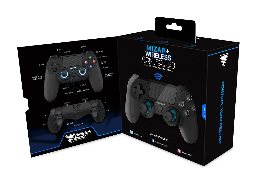DragonShock Mizar+ Wireless Gamepad für PS4/PC/Android Schwarz