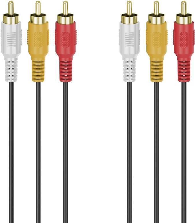 Hama Classic Line Audio-/Video-Kabel, 3 Cinch-Stecker - 3 Cinch-Stecker, vergoldet, 3.0 m (00305014)