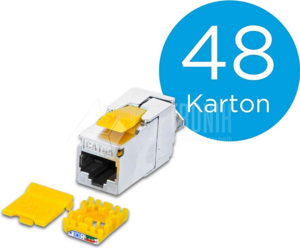 Wirewin WKS JACK KAT6A SLIM 48 Drahtverbinder RJ-45 Satinierter Stahl - Gelb (WKS JACK KAT6A SLIM 48)