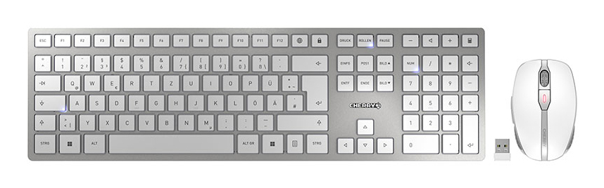 CHERRY DW 9100 SLIM Tastatur-und-Maus-Set QWERTZ Deutsch Silber