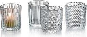 Ritzenhoff & Breker Teelichthalter SIENA, 4er Set aus Glas, mit 4 unterschiedlichen Reliefs versehen, - 1 Stück (821796)