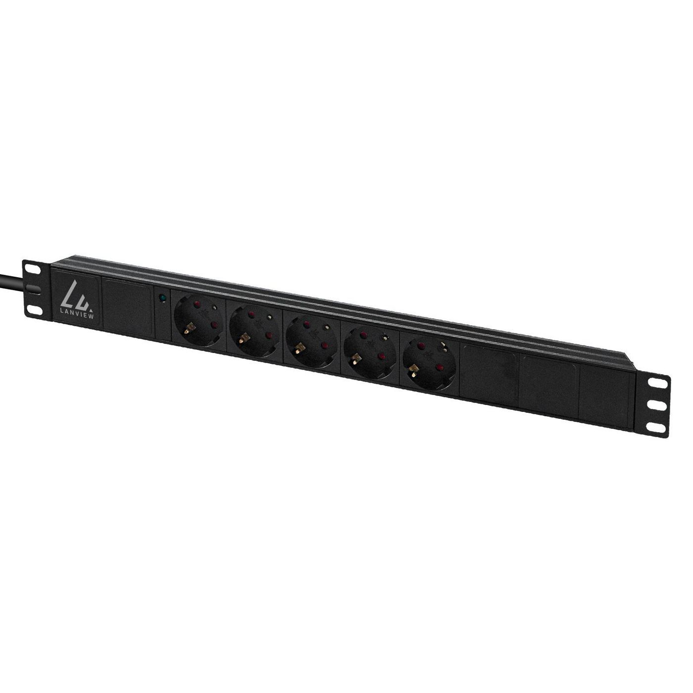 Lanview 19" Rack-Steckdosenleiste 1U 10 A 5 Schuko 3 m Schwarz