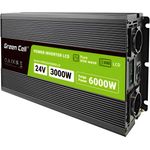 Green Cell Przetwornica napicia PowerInverter LCD 24 V 3000W/60000W Przetwornica samochodowa z wywietlaczem - czysty sinus Netzteil & Spannungsumwandler Auto Schwarz (INVGC24P3000LCD)