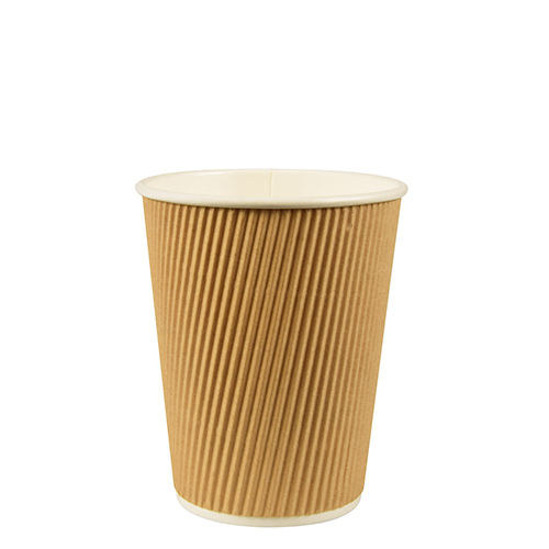 PAPSTAR pure Ripple Wall Papp-Trinkbecher 0,2 l ø 8 cm Braun