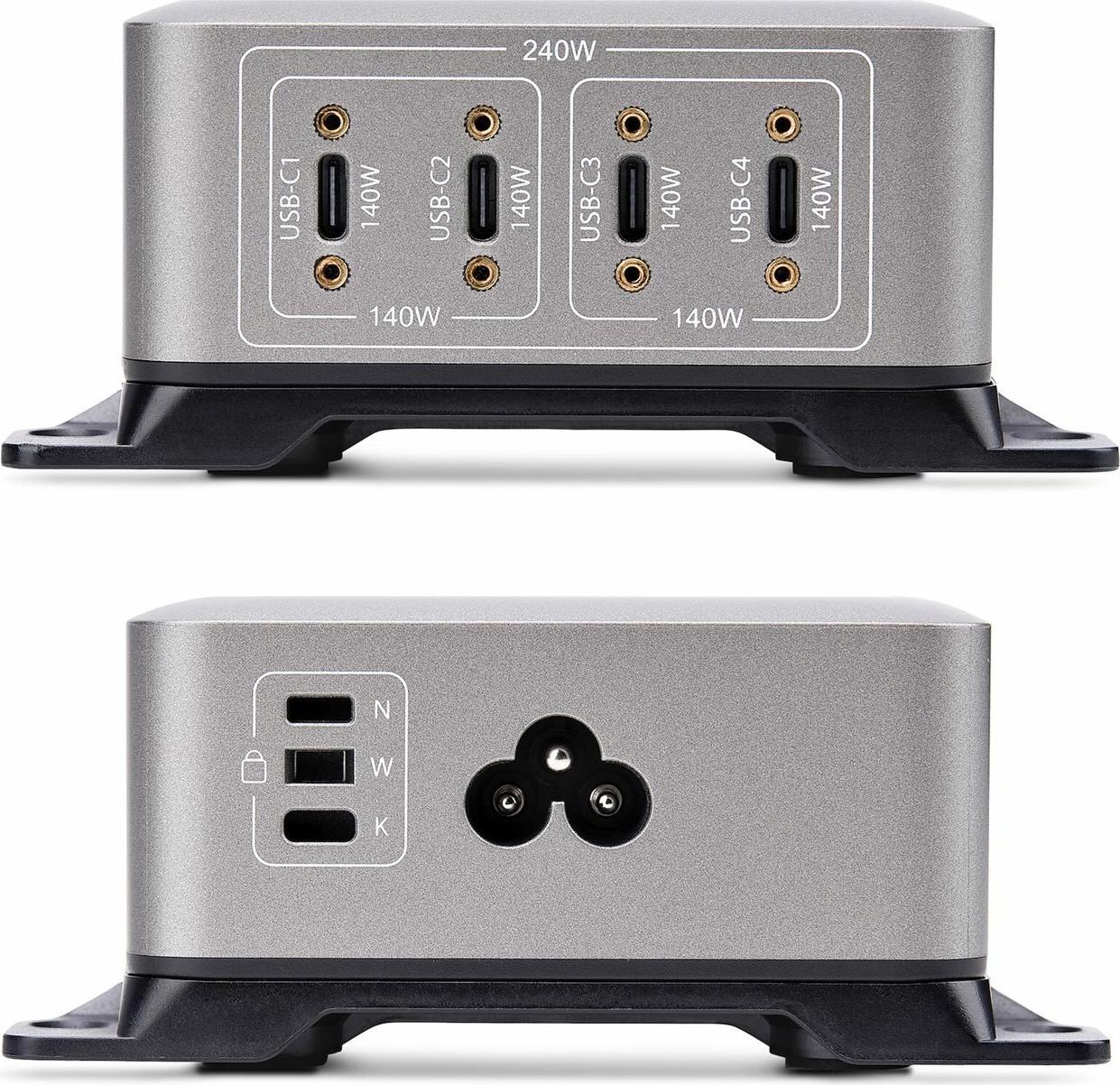 Startech 4-Port USB-C Charger 240W Total Single Port 140W EPR Netzteil Grau