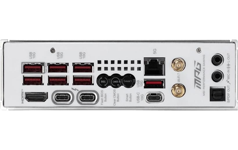 MSI MPG Z890I EDGE TI WIFI Mainboard Mini-ITX Intel Z890 LGA 1851 DDR5 Wi-Fi 7 Silber/Weiß