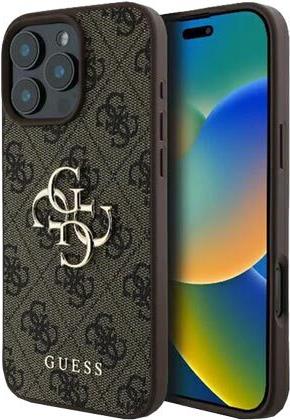 GUESS Hard Cover 4G Big Metal Logo Brown, für Apple iPhone 16, GUHCP16S4GMGBR (GUHCP16S4GMGBR)