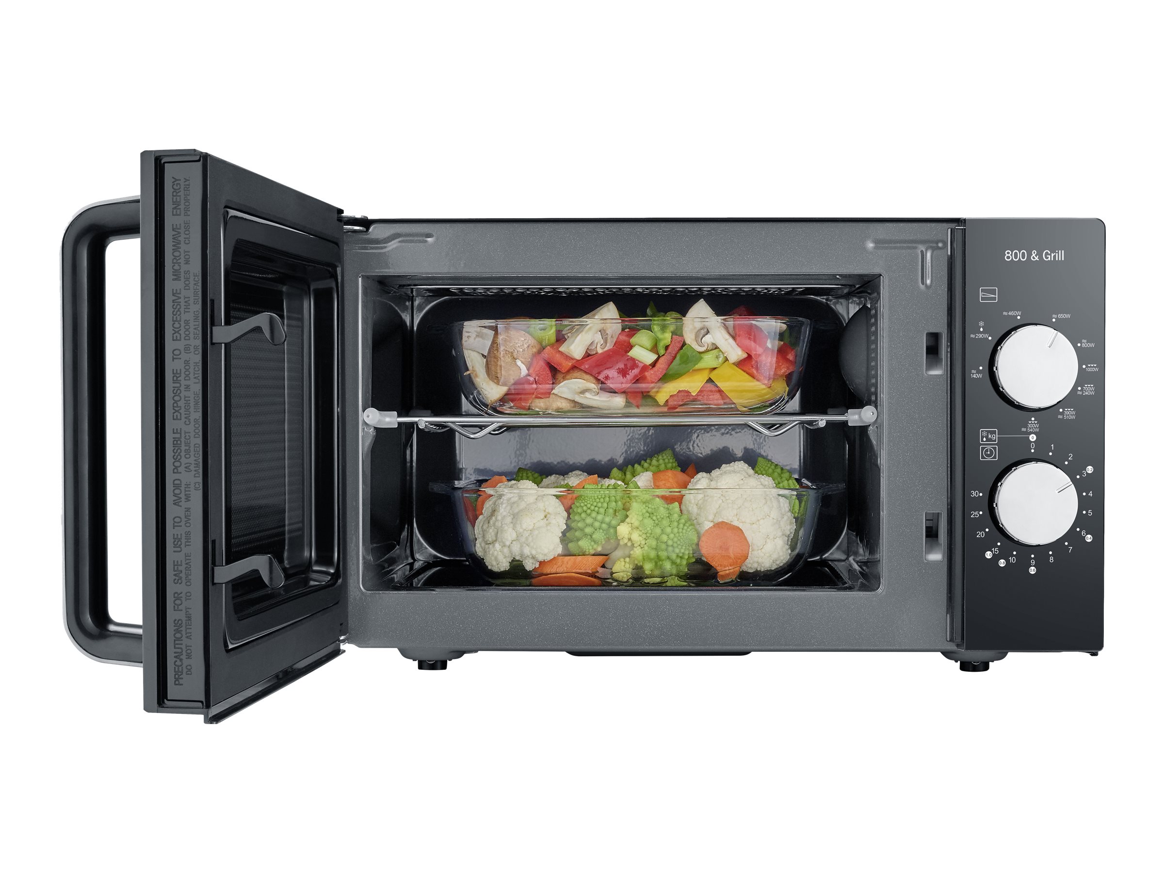 Severin MW 7762 Mikrowellenofen mit Grill 20 Liter 800 W Black/Stainless Steel