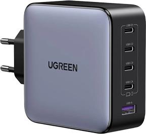 UGREEN 100W GaN Tech Fast Wall Charger, 1x USB-A & 4x USB-C Black, 5-in-1 (35536)