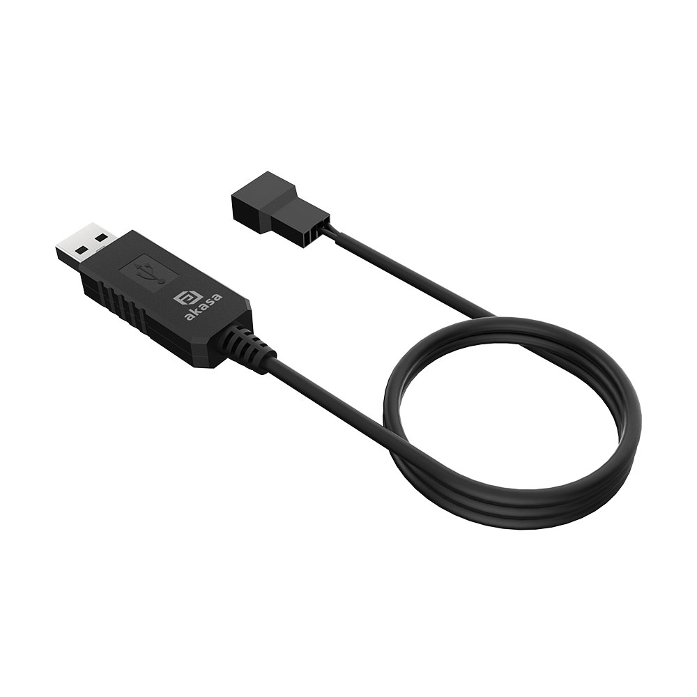 Akasa AK-CBFA10-60BK DC Step-Up Konverterkabel 5V auf 12V USB Typ-A 3-Pin/4-Pin 0,6 m Schwarz