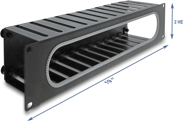 Delock 48.26cm 19Zoll 2 HE Kabelmanagement Rangierpanel mitÖffnung und Kantenschutz (67279)