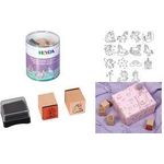 HEYDA Motivstempel-Set "Einhorn", Klarsicht-Runddose 15 Motive aus der Welt der Einhörner, zum Bestempeln - 1 Stück (204888439)
