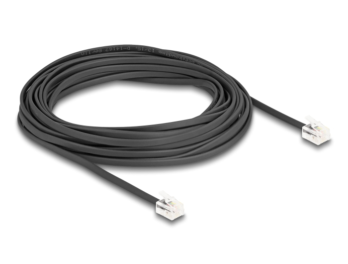 Delock Telefonkabel RJ-11 zu RJ-11 5 m Flach Schwarz