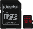KINGSTON 256GB microSDXC Canvas React 100R/80W U3 UHS-I V30 A1 Card + SD Adapter (SDCR/256GB)